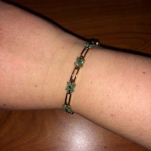 Plated 18KT Yellow Gold Emerald Bracelet